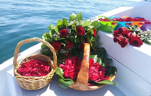 Roses ready for burial at Sea