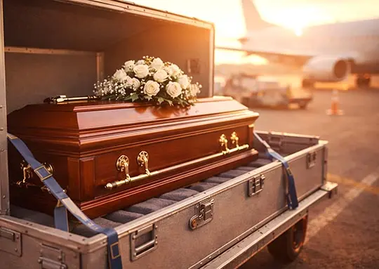 Casket being shipped