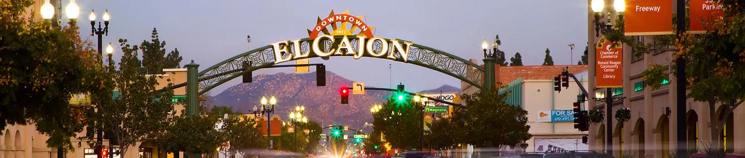 El Cajon California downtown arch and main street view