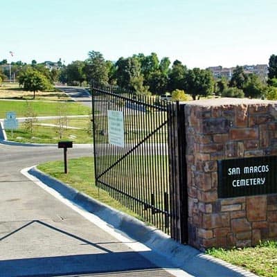 Looking throught gates to cemetery in San Marcos