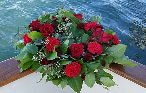Wreath of Red Roses for Scattering at Sea