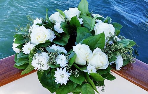 Wreath of White Roses for Scattering at Sea